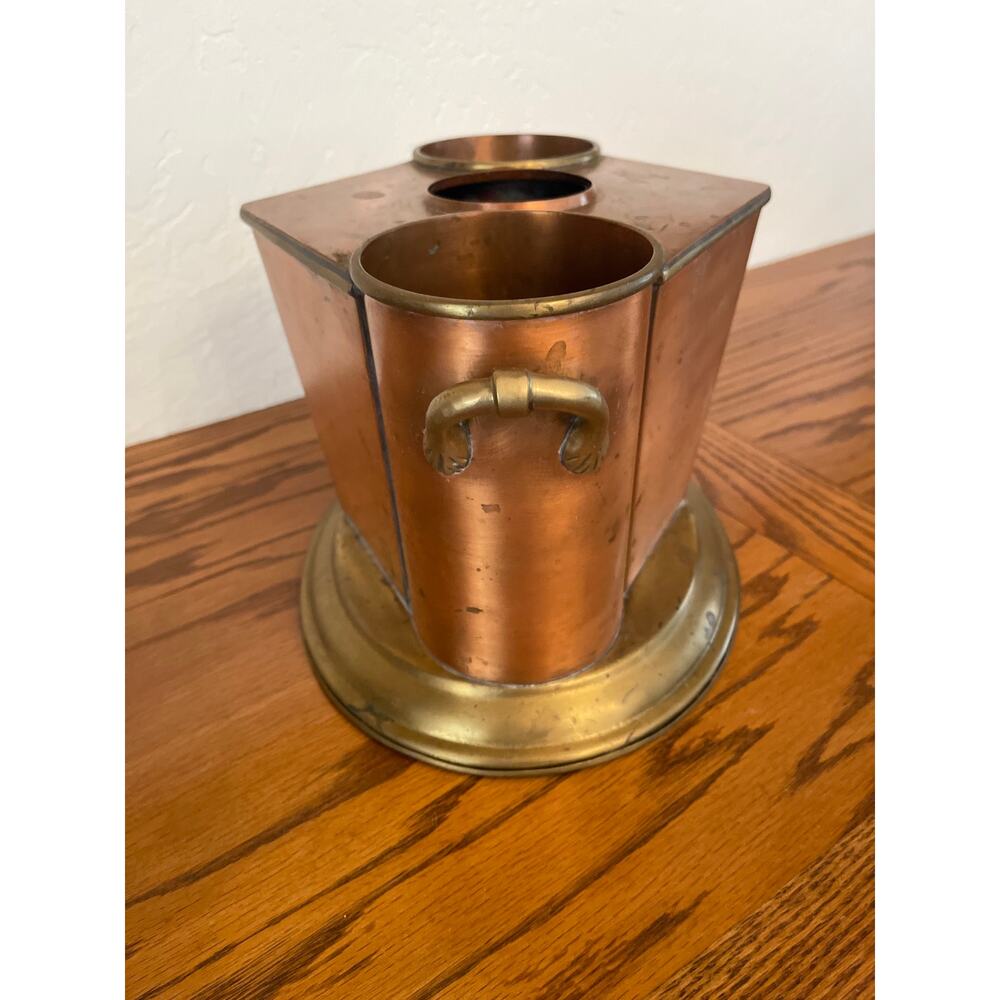 Vintage Art Deco-Style Copper & Brass Wine cooler Bucket by Global Views. - Picture 2 of 8